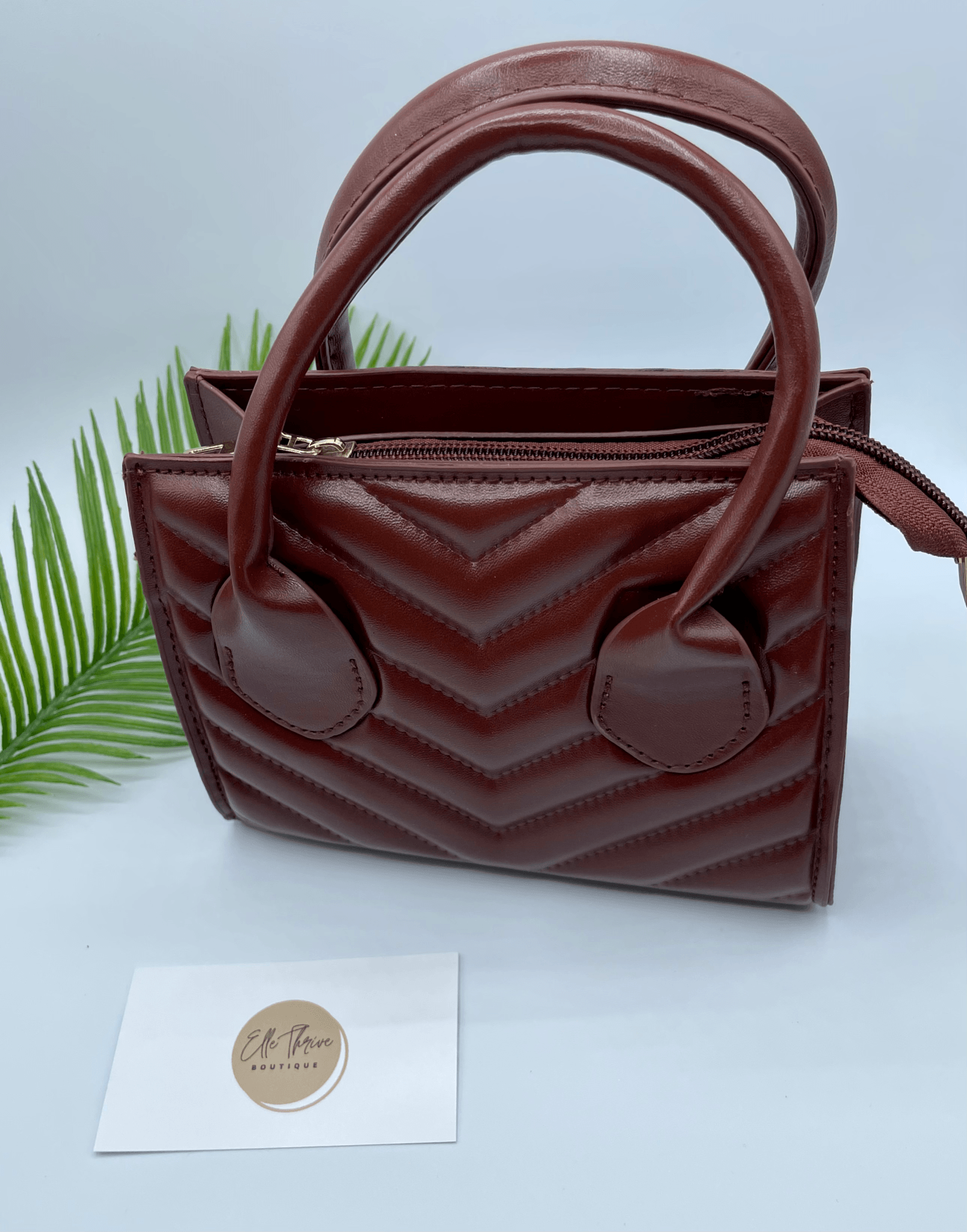 PU leather top handle shoulder bag - Elle Thrive Boutique
